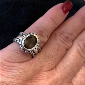 Silpada Smoky Quartz ring set size 6